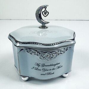 The Bradford Exchange Silver Moonlight Music Box Granddaughter I Love You Gift